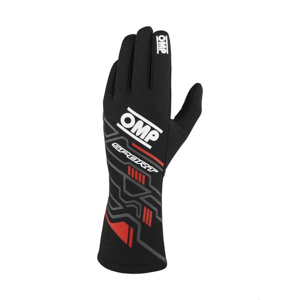 Hovedbilde OMP Sport kjørehansker, svart, rød, FIA. 0777-B01-073-