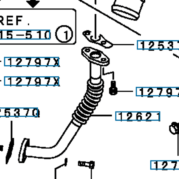 Hovedbilde Rør, turbo, olje retur, Evo4-9, 1225A001 (12621)