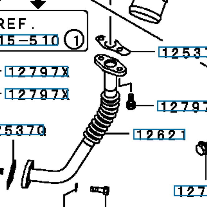 Hovedbilde Rør, turbo, olje retur, Evo4-9, 1225A001 (12621)