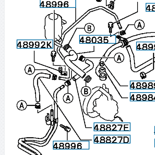 Hovedbilde Hose, Powersteering Oil Pump Suction, OEM Evo 5-6, MR403056 (48035)
