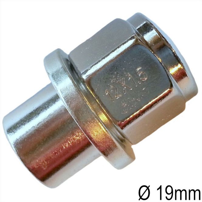 Hovedbilde Hjulmutter, 12x1.5, hylse Ø19mm, HEX hode 22mm, 10G
