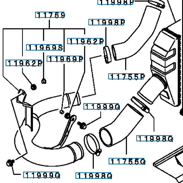 Hovedbilde Rør intercooler luft inn, Evo 4-6, MR266985 (11759)