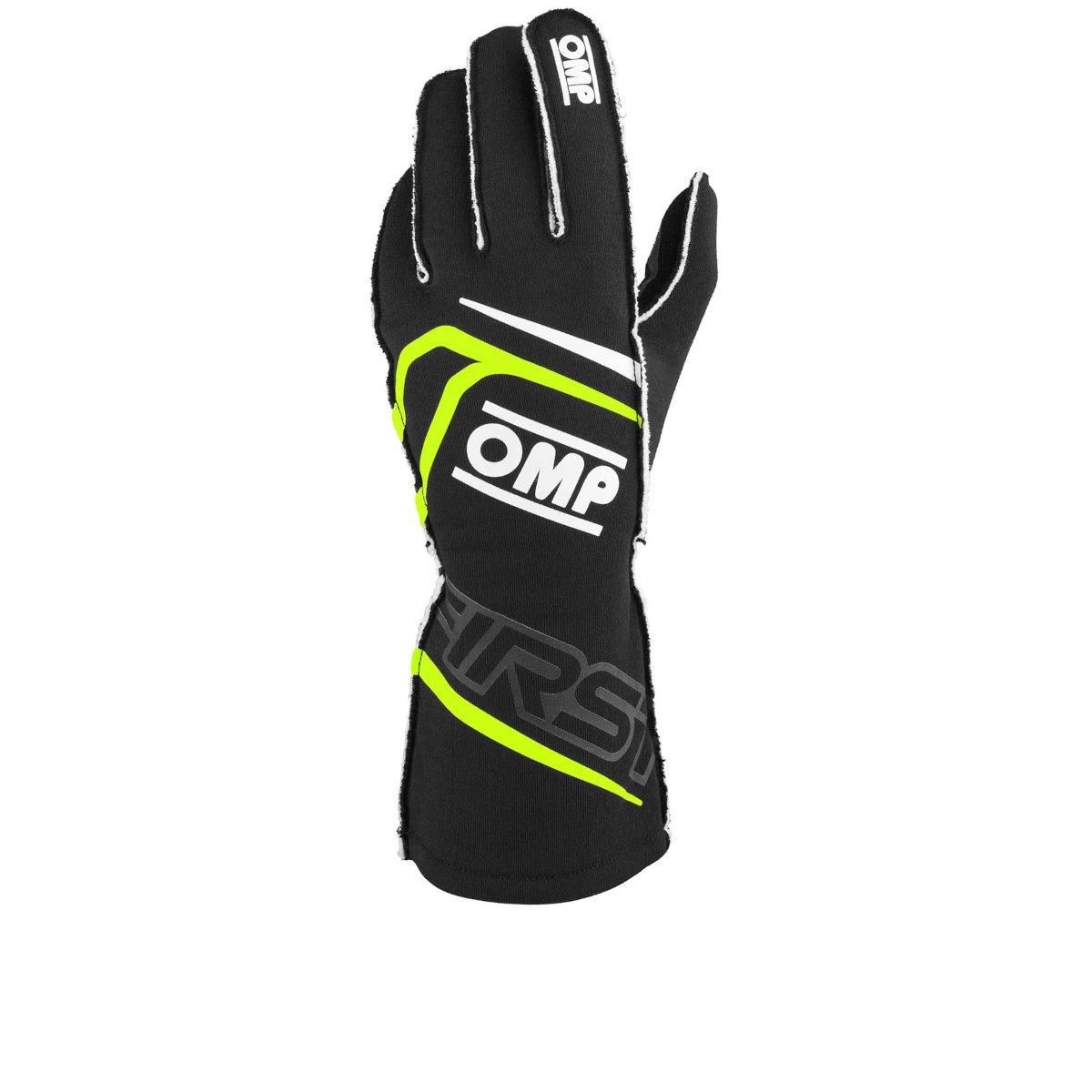 OMP First kjørehanske, Svart/Fluo gul, FIA, 0776-B01-178-