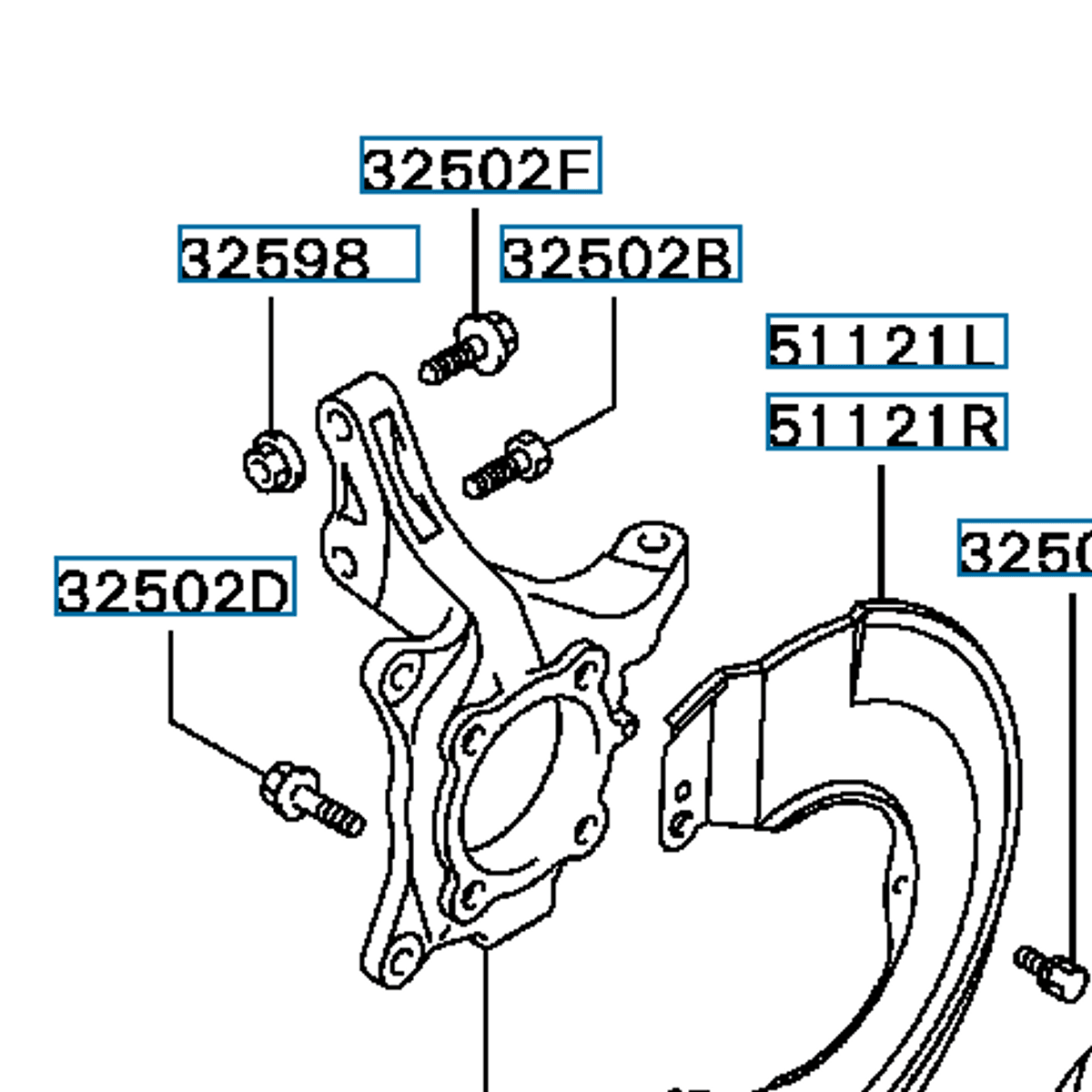 Knuckle, front, LH, OEM Evo 7-9, MR554421 (32300L)