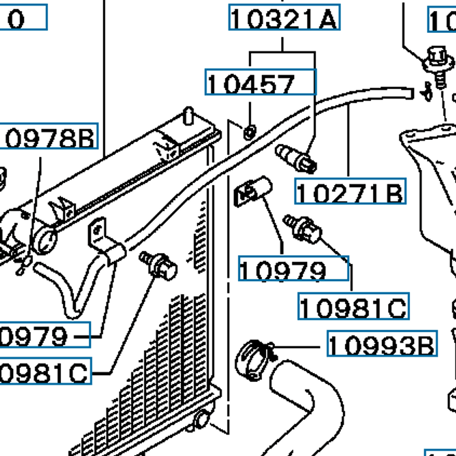 Hovedbilde Hose, Radiator Condenser Tank, OEM Mitsubishi Evo 4-9, MR340703 (10271B)
