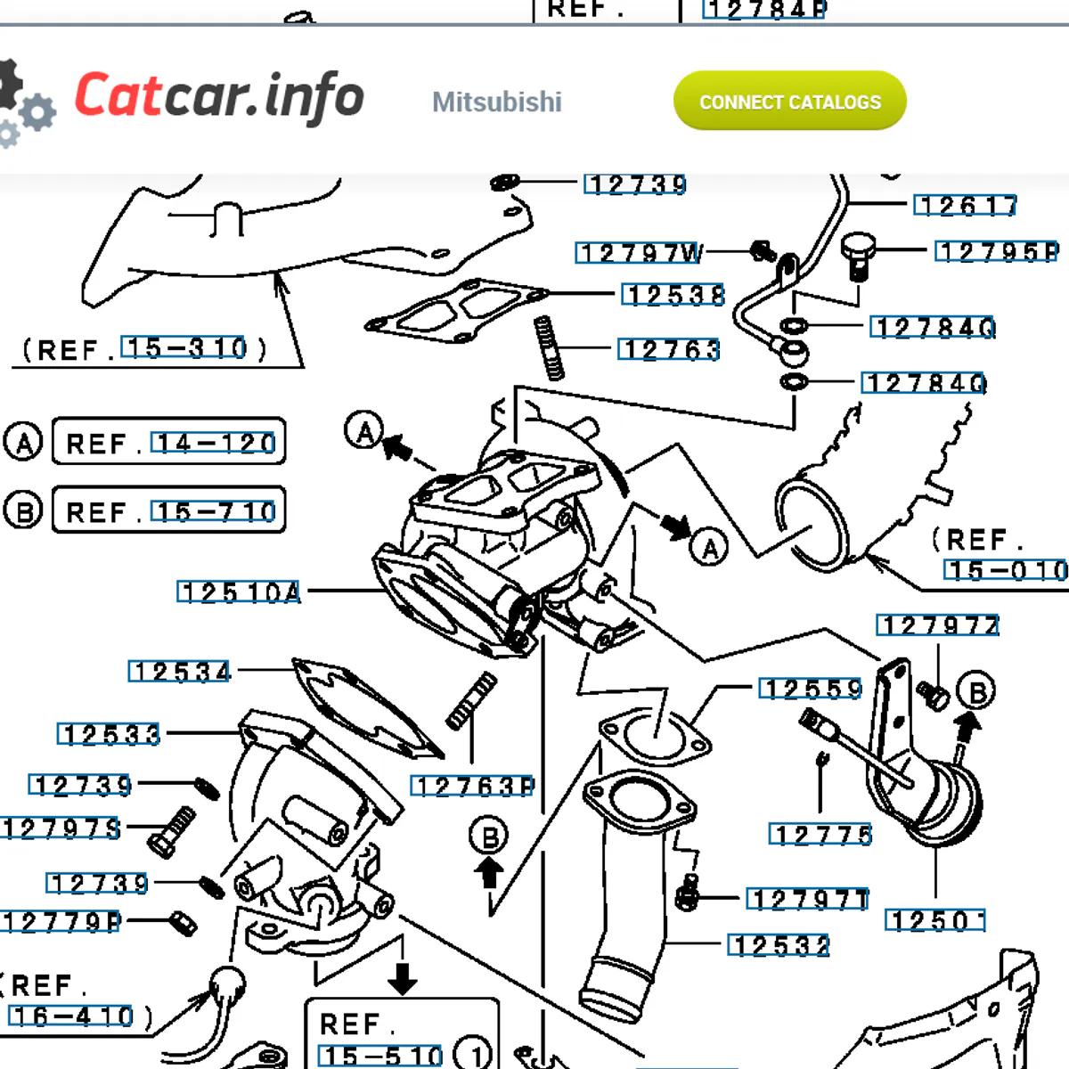 Nut, Turbo Charger, OEM Mitsubishi Evo 4-9, MD050073 (12779P)