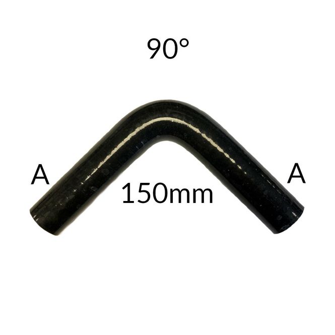 Hovedbilde Extreme silikon bend 90', 25mm, 152mm bein, svart, EX90-25-152