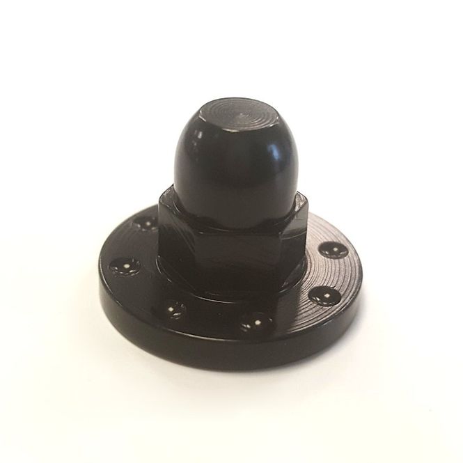 Hovedbilde Mutter, Alu, M6 Dome head m/flens 28mm, Svart