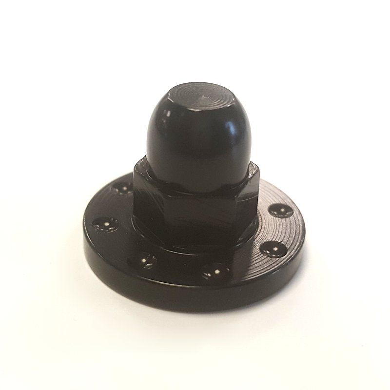 Mutter, Alu, M6 Dome head m/flens 28mm, Svart