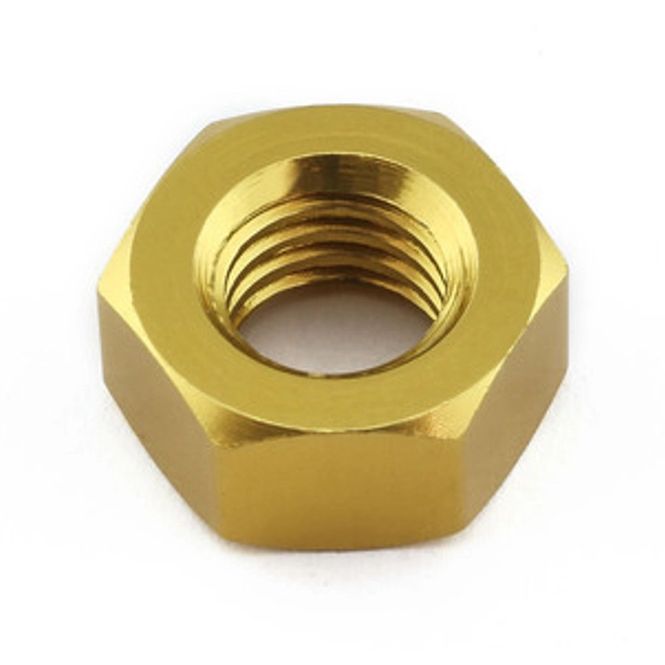 Hovedbilde Mutter, Alu, M5, til 8mm pipe, Gull