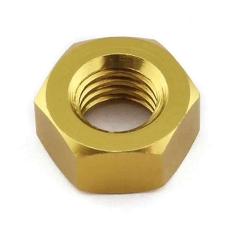 Mutter, Alu, M4, til 8mm pipe, Gull