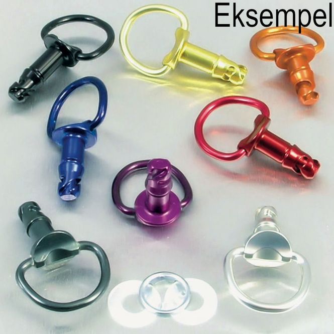 Hovedbilde D-ring, 1/4 omdr. Alu.hurtiglås m/bakplate 19mm, Blå, 1 stk