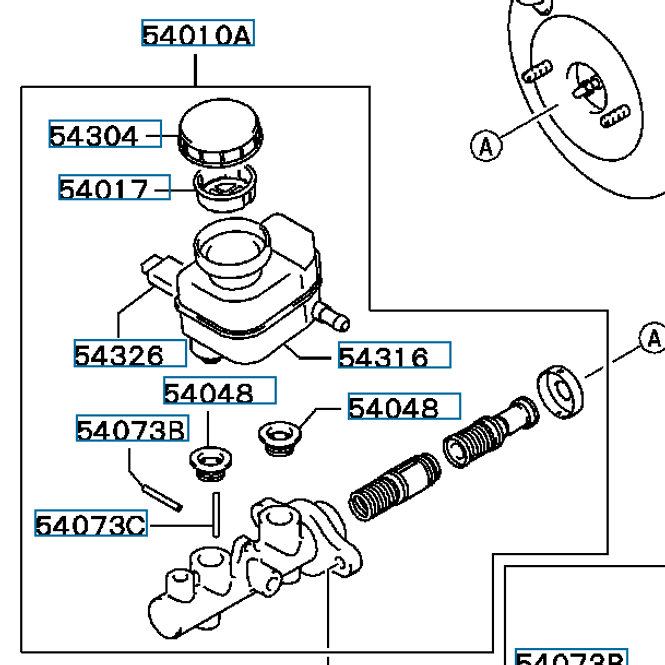 Hovedbilde Cylinder Assy, Brake Master w/reservoir, OEM Evo 4-6, MR407357 (54010A)