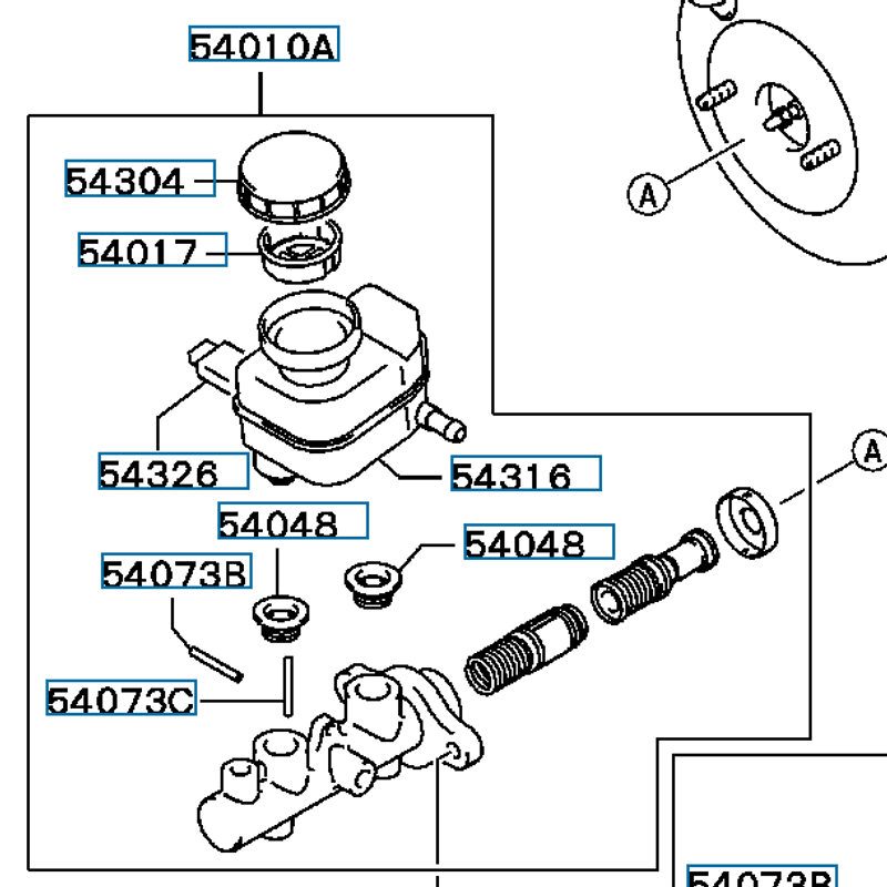 Cylinder Assy, Brake Master w/reservoir, OEM Evo 4-6, MR407357 (54010A)