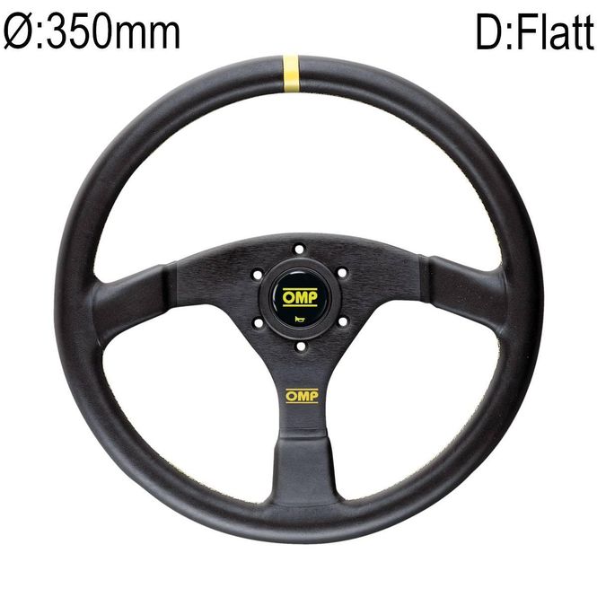Hovedbilde Ratt, OMP Velocita, skinn svart, 350mm, flatt, OOD0-1957