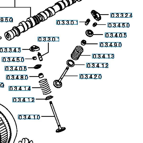 Hovedbilde Ventiltettning eksos, grønn, Evo 4-9, MD307343 (03490)