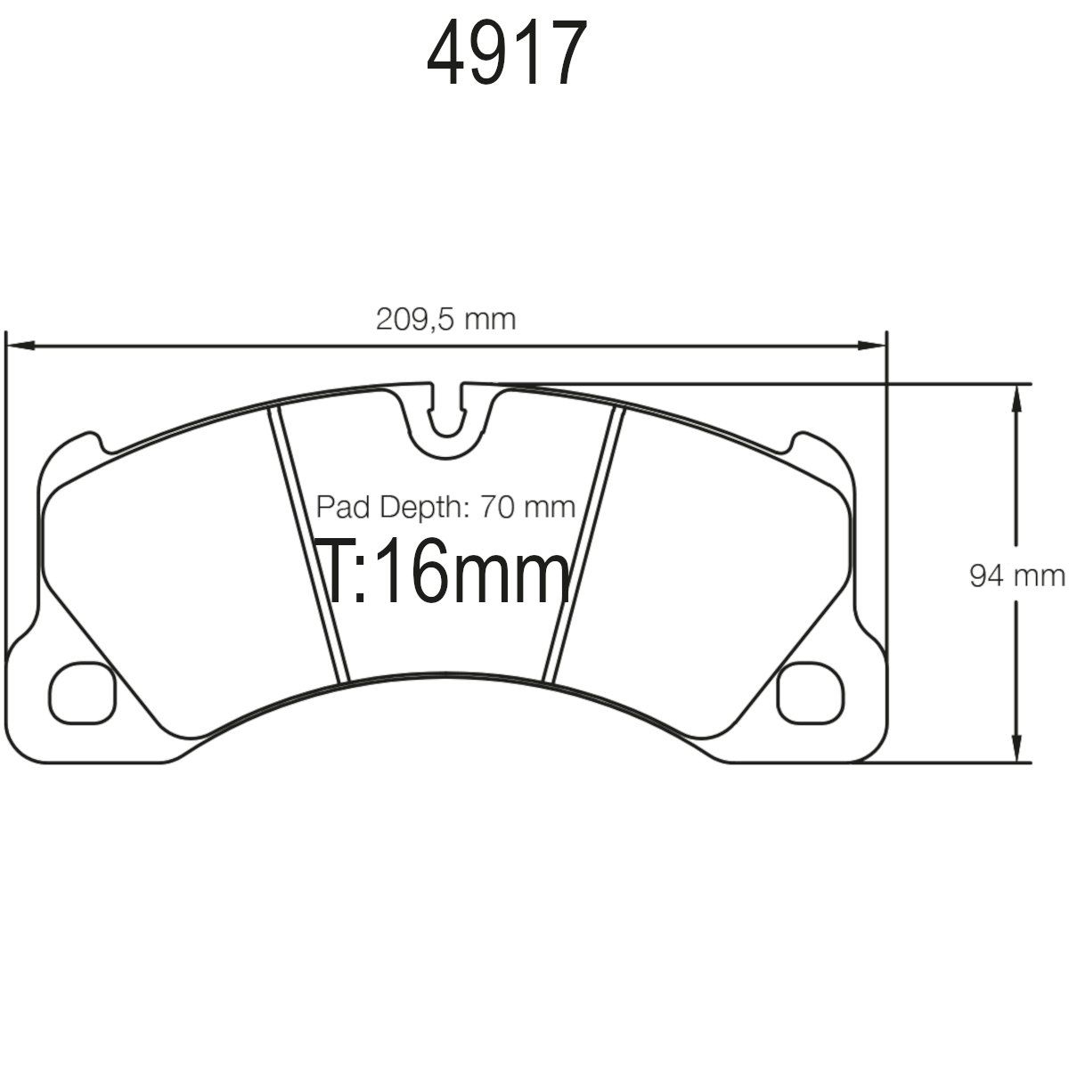 Bremseklosser, Foran, Porsche, VW, f/keramiske skiver, 4917-RSC1