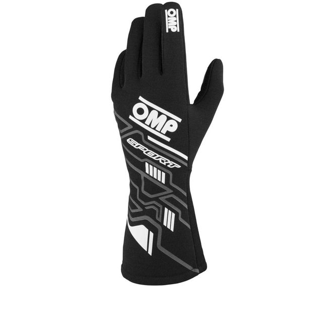 Hovedbilde OMP Sport kjørehansker, Svart/hvit, FIA. 0777-B01-076-