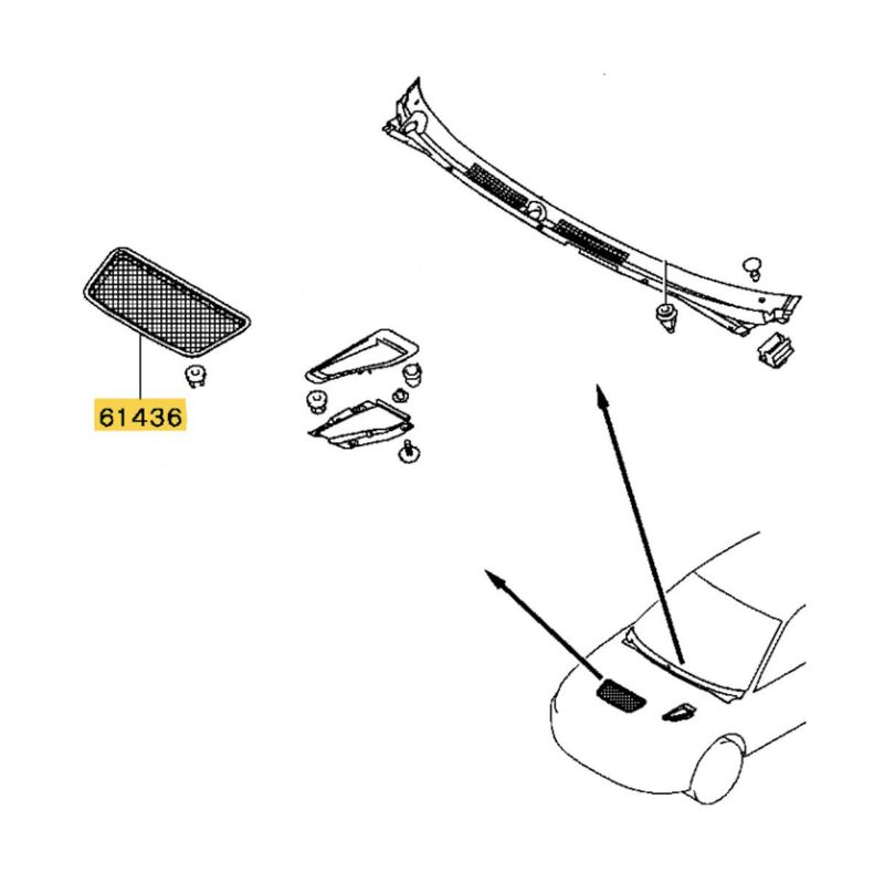 Garnish Hood Air Outlet, OEM Mitsubishi EVO 4, MR280827 (61436)