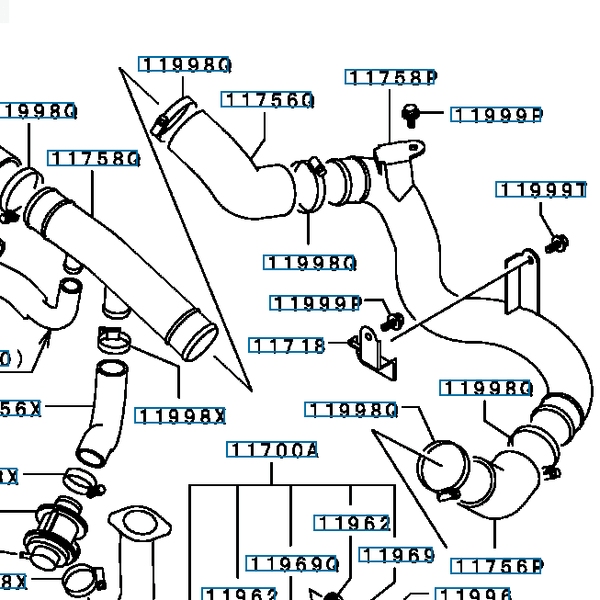 Hovedbilde Pipe Intercooler Outlet Air, OEM Mitsubishi Evo 7-9, MR571606 (11758Q)