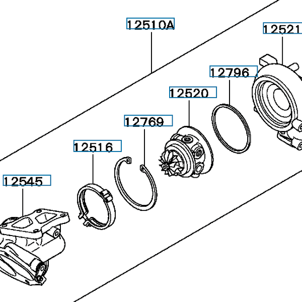Hovedbilde Turbocharger Sub Assy, OEM Mitsubishi Evo 6, MR497077 (12510A)