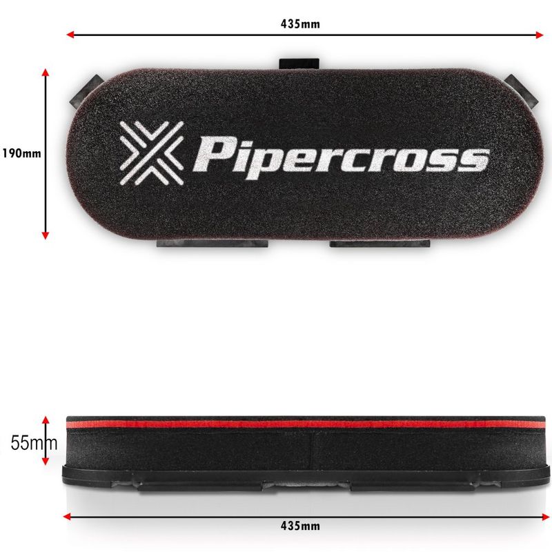 Luftfilter Pipercross PX600, flere høyder. For to doble gassere , PC600