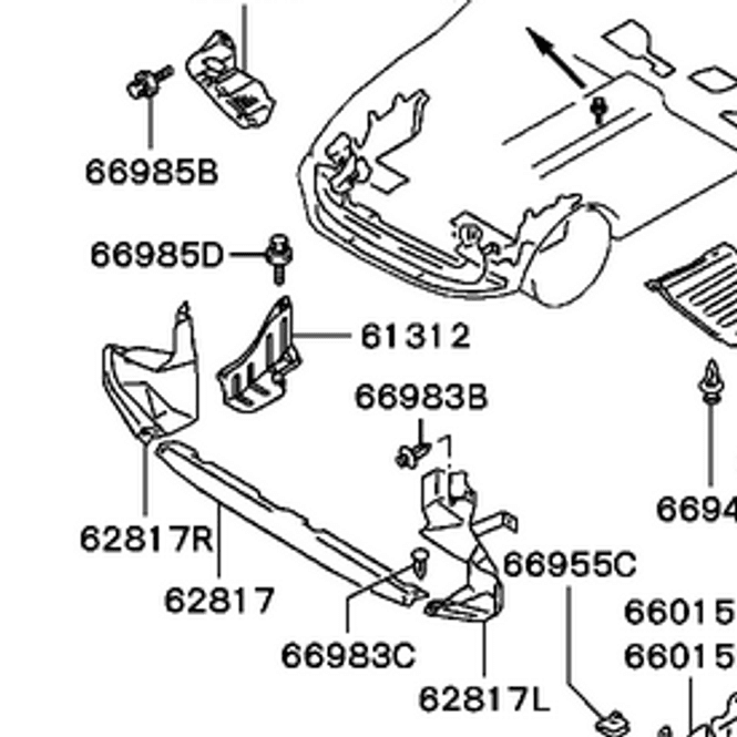 Hovedbilde Panel Air Guide Oilcooler RH, OEM Mitsubishi EVO 6TME, MB908482 (62817R)