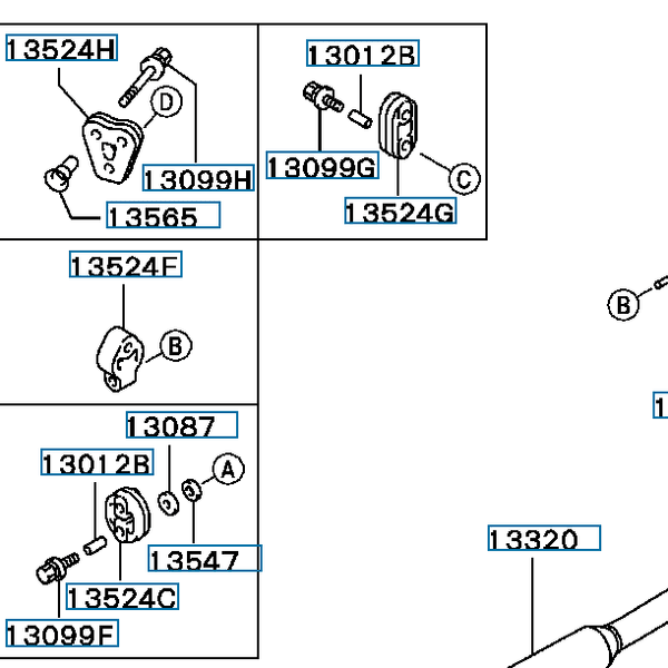 Hovedbilde Hanger, Exhaust Muffler, OEM Mitsubishi Evo 4-9, MB906124 (13524C)
