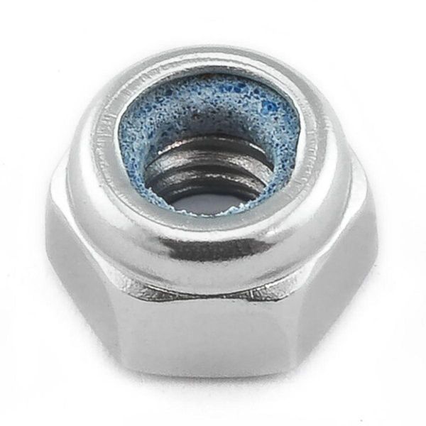 Hovedbilde Mutter, Alu, M4 Nylock til 7mm pipe, Sølv. ZLNYN4S
